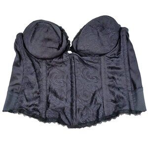 Vintage Black Bustier Lingerie Women's 34A Boning Strapless Sexy Pin Up Glam